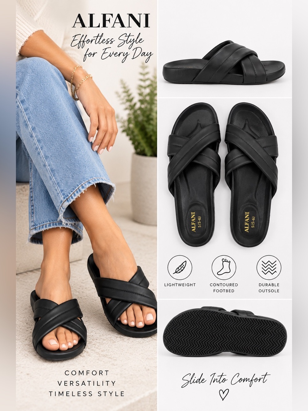Alfani Black Crisscross Slide Mule Slipper